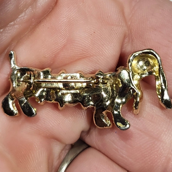 Vtg Pearl Disc Daschund Dog Pin Brooch - Picture 3 of 3